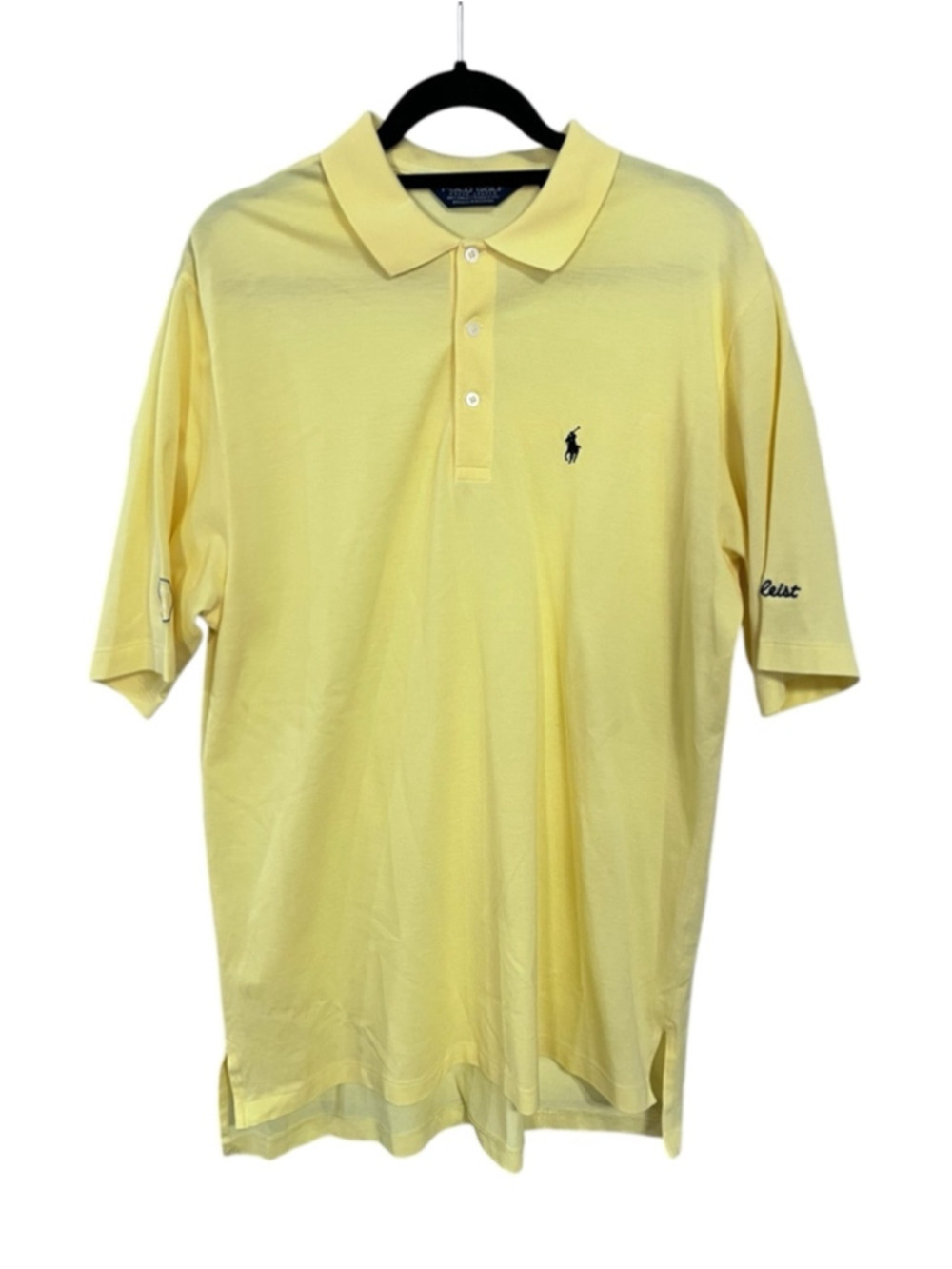 Polo Golf Ralph Lauren Titleist AIGA Short Sleeve Shirt Size Large Cotton Yellow